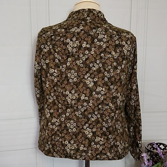 Cj Banks Brown Twill Button Up Floral Blouse Size X (XL) - Picture 5 of 9
